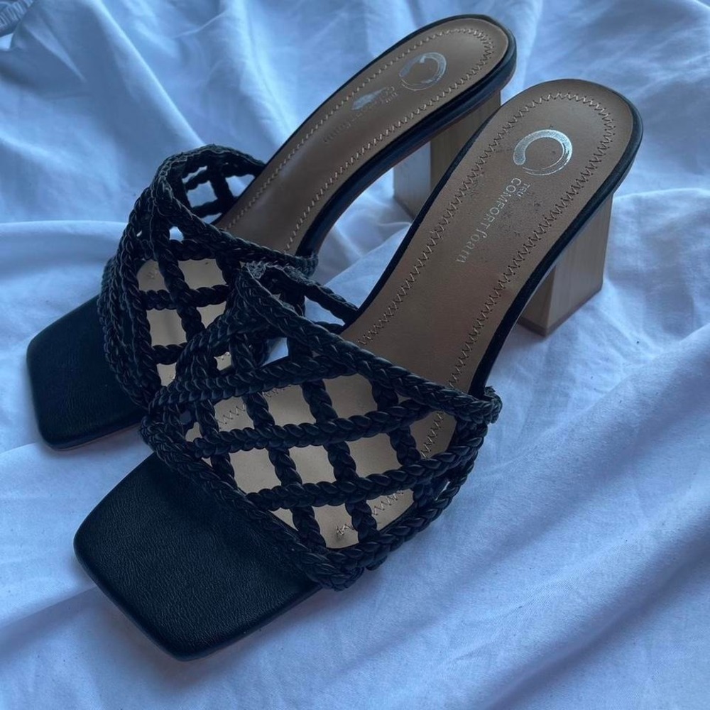 Tru Comfort Mesh Black Block Heels